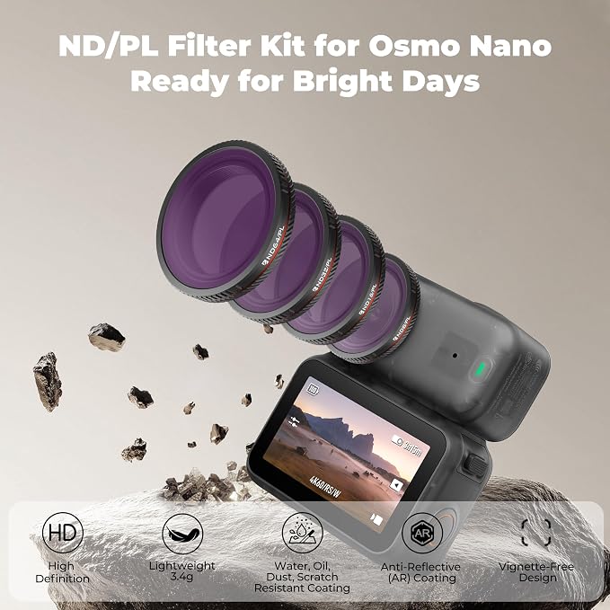 Freewell Bright Day Filter Kit for DJI Osmo Nano – ND8/PL, ND32/PL & ND64/PL