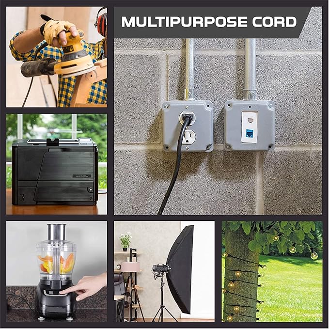 Iron Forge Cable 100 ft Outdoor Extension Cord - 10/3 SJTW Heavy Duty Black Extension Cable with 3 Prong 15 AMP Grounded Plug for Safety