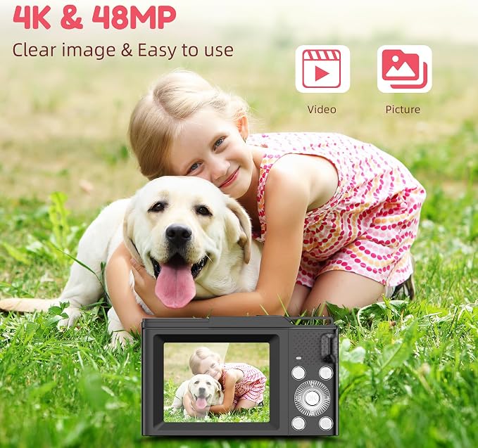 Digital Camera, FHD 4K Digital Point and Shoot Camera