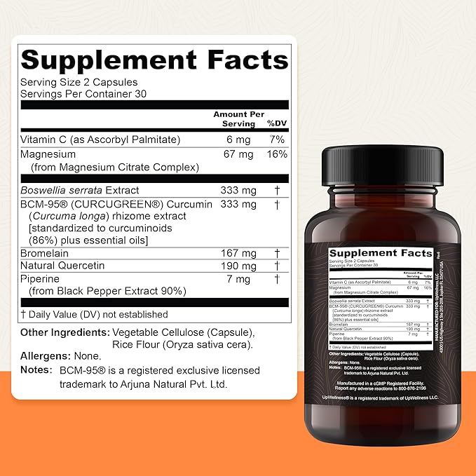 Golden Revive + Joint Support Supplement Featuring Turmeric with Black Pepper, Quercetin, and Magnesium- Turmeric Black Pepper Supplement - 6 Active Ingredients - 60 Capsules, 3 Pack