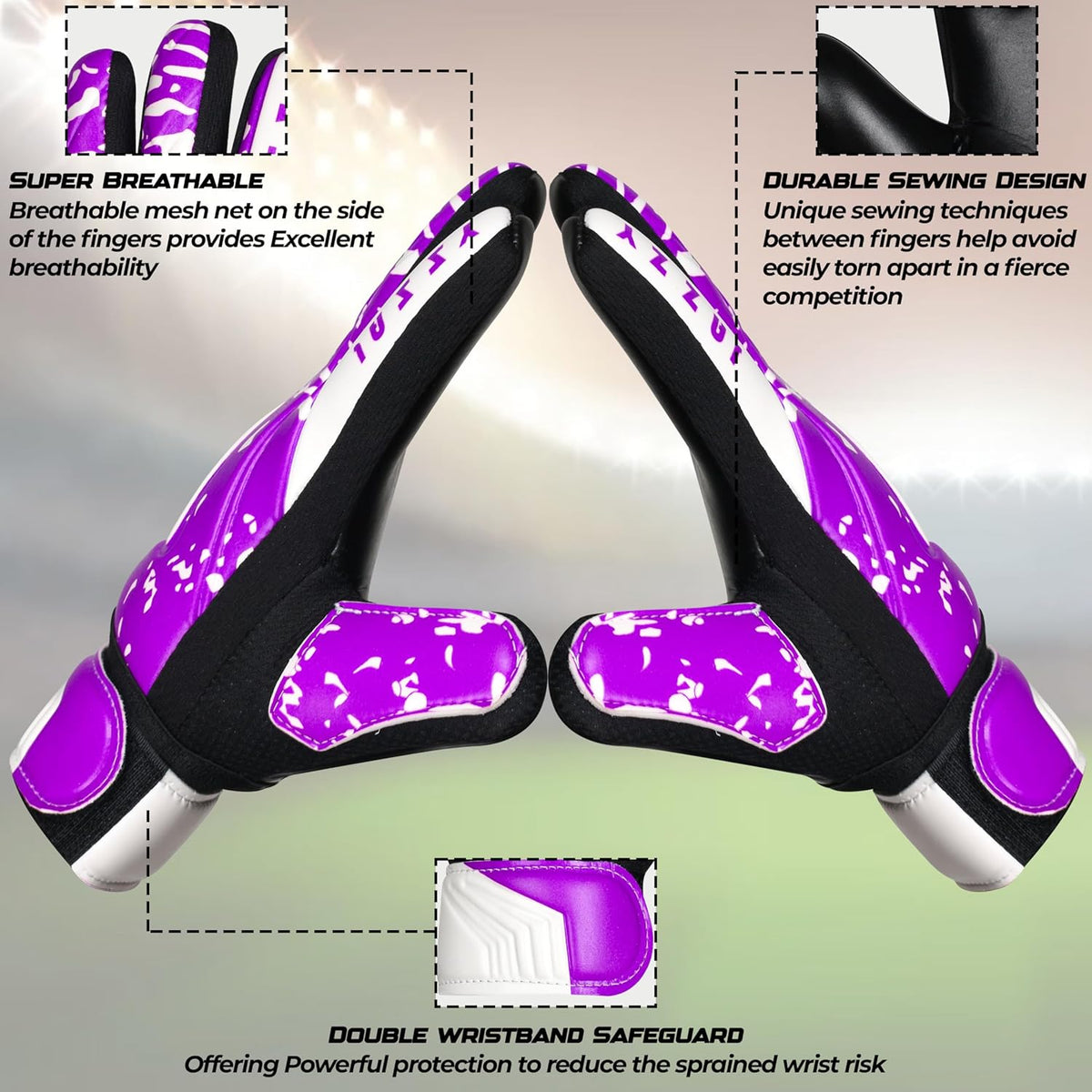 Regine Switzerland Youth Goalie Gloves - Double Wrist Protection & Non-Slip Latex Material