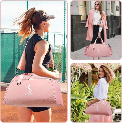 Marengo Gym Bag | Lightweight Travel Duffle with Shoe & Wet Compartment - Ideal for Sports, Yoga & Travel, Pink