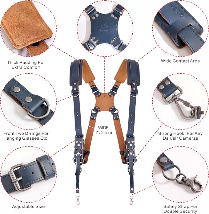 Padwa Lifestyle Blue Dual Camera Harness Strap