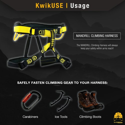KwikSafety - Charlotte, NC - MANDRILL [1 PACK] Half Body Climbing Harness | FREE Tool Lanyard | Lightweight & Padded Adjustable Waist Belt