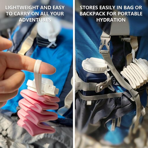 Beautail Collapsible Water Bottle - 20.6oz Silicone Portable Design | BPA-Free & Leakproof (Pink)