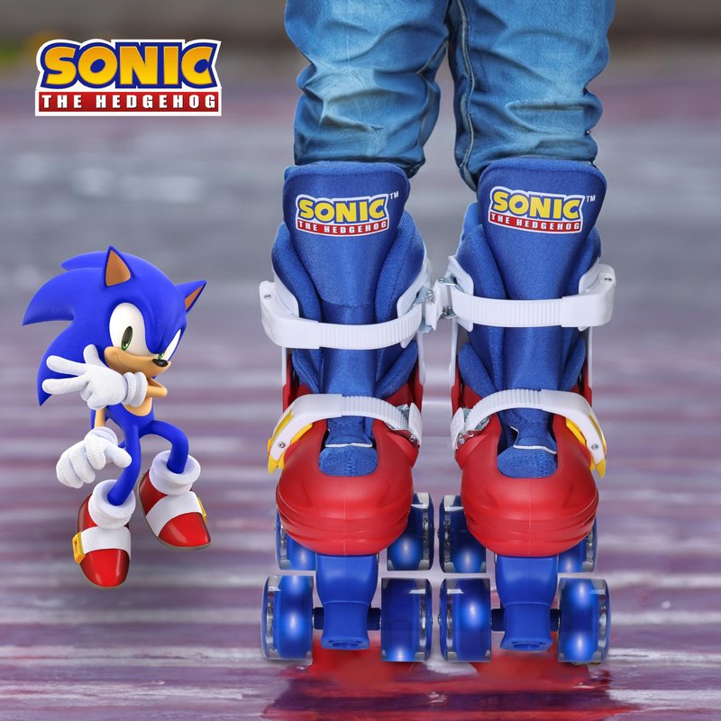 Sonic 2in1 Kids Roller Skates, Transform from Quads to Inlines Skates, Durable Hardshell Boot, LED Wheels for Quads and Inlines, ABEC-7 Carbon Steel Bearings (Size 12-2)