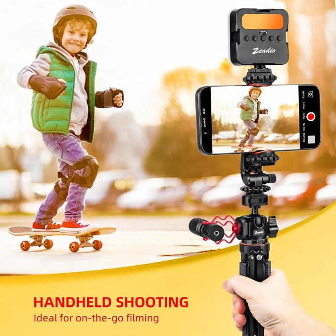 Zeadio Heavy Duty Metal Tripod Kit, Universal 1/4" Screw Adapter Tripod Mount