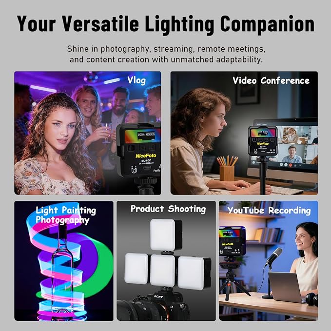 NiceFoto RGB Video Lights, 360° Full Color LED Video Light