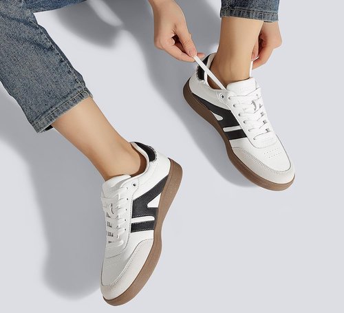 Lucky Step Women's Retro Gum Sole Sneakers - Genuine Leather Casual Tennis Shoes | Anti-Slip Walking Footwear