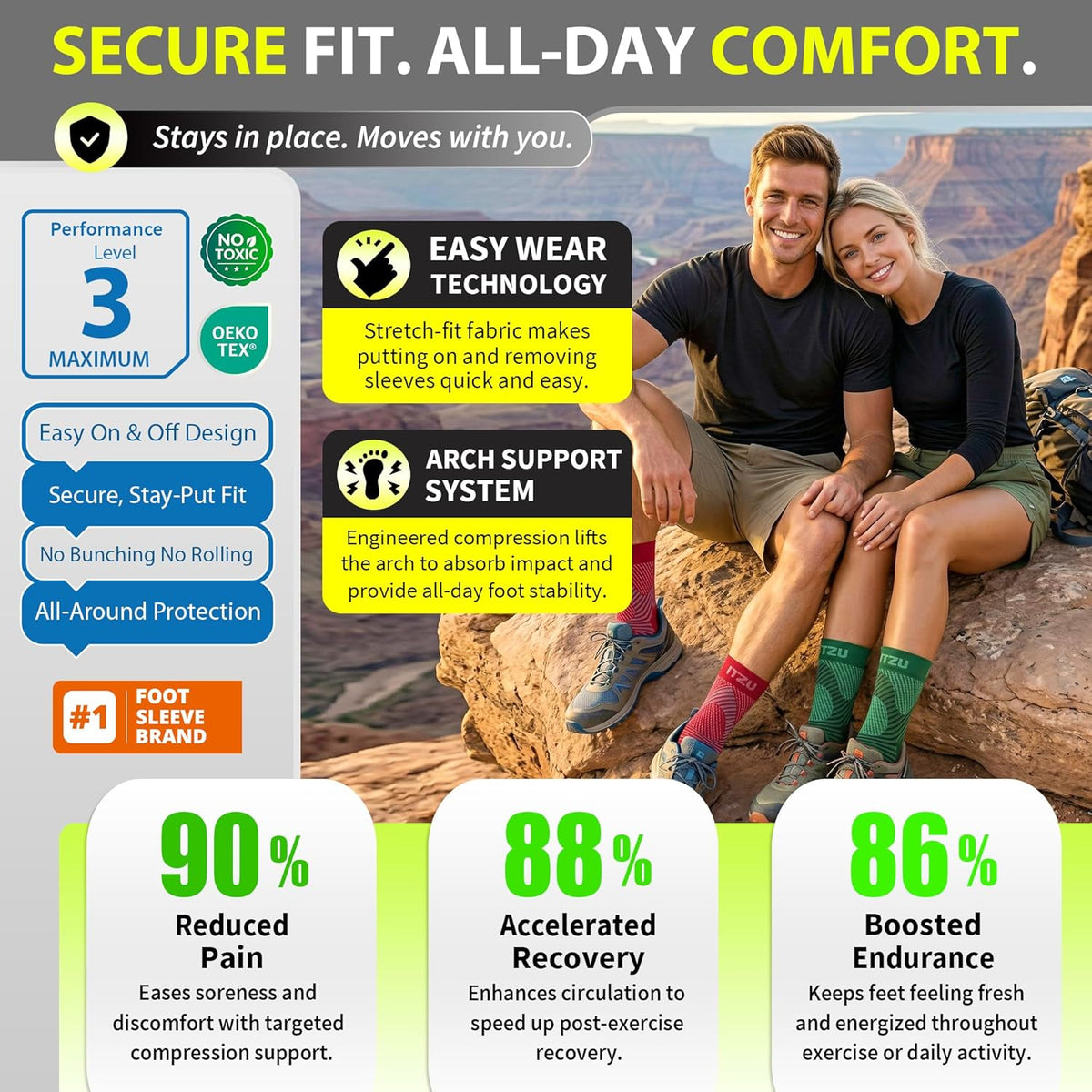Skiennix Compression Socks - Plantar Fasciitis & Achilles Tendonitis Relief | Arch Support, Orange, S-M