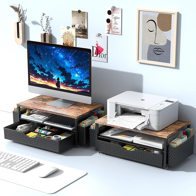 Spacrea Desk Organizer and Accessories, Computer Monitor Stand Riser