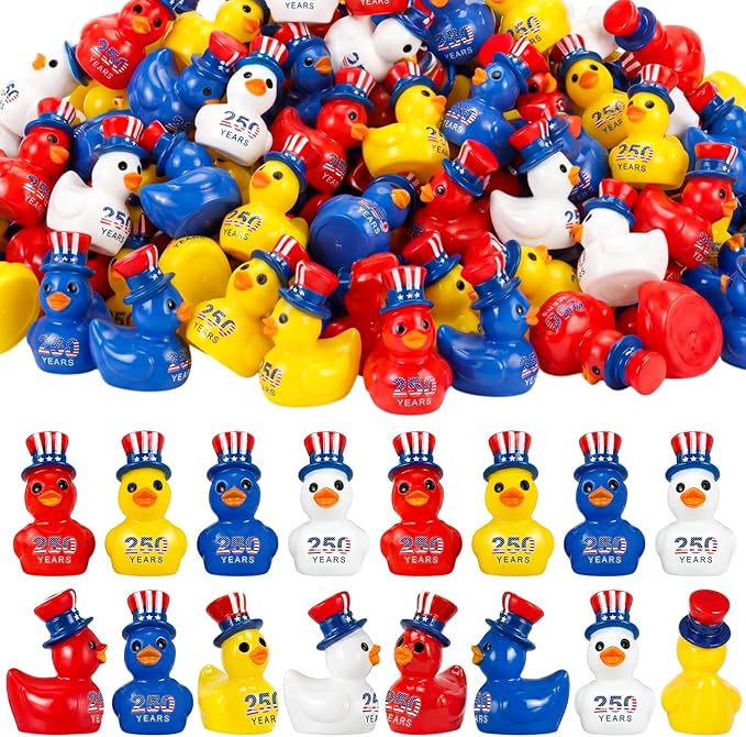 Skylety 36 Pcs Patriotic Mini Ducks 4th of July Independence Day Party Decor