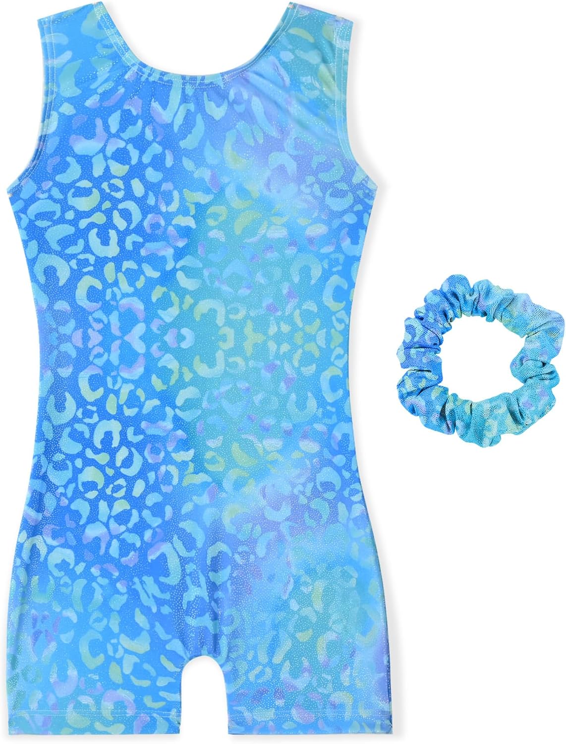 Skiennix Gymnastics Leotards for Girls - Sparkly Dance Outfit with Hair Scrunchie | Kids' Biketards