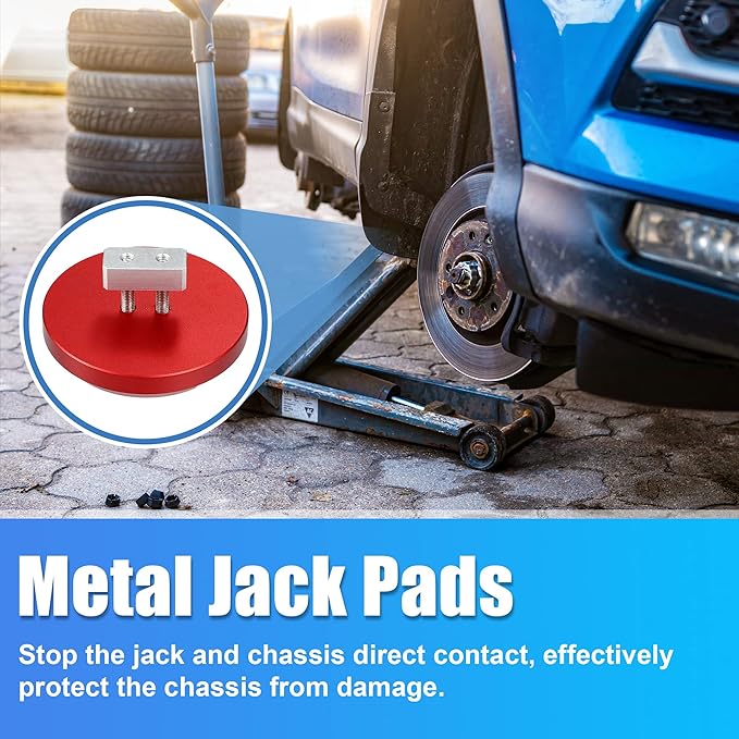 X AUTOHAUX 4 Pcs Aluminum Jack Pads Jack Pucks for Chevrolet Corvette C5 C6 C7 C8 Z06 ZR1 1997-2021 Jacking Lift Pad Jack Lift Point Pad Adapter Red