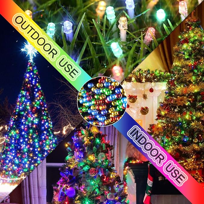 String Lights Multicolor - 220 LEDs 25m/82ft 8 Modes End-to-End Plug in Indoor/Outdoor Waterproof Decorative Fairy Twinkle Rainbow Christmas Tree Lights for Xmas/Patio/Room/Home/New Year - Colorful