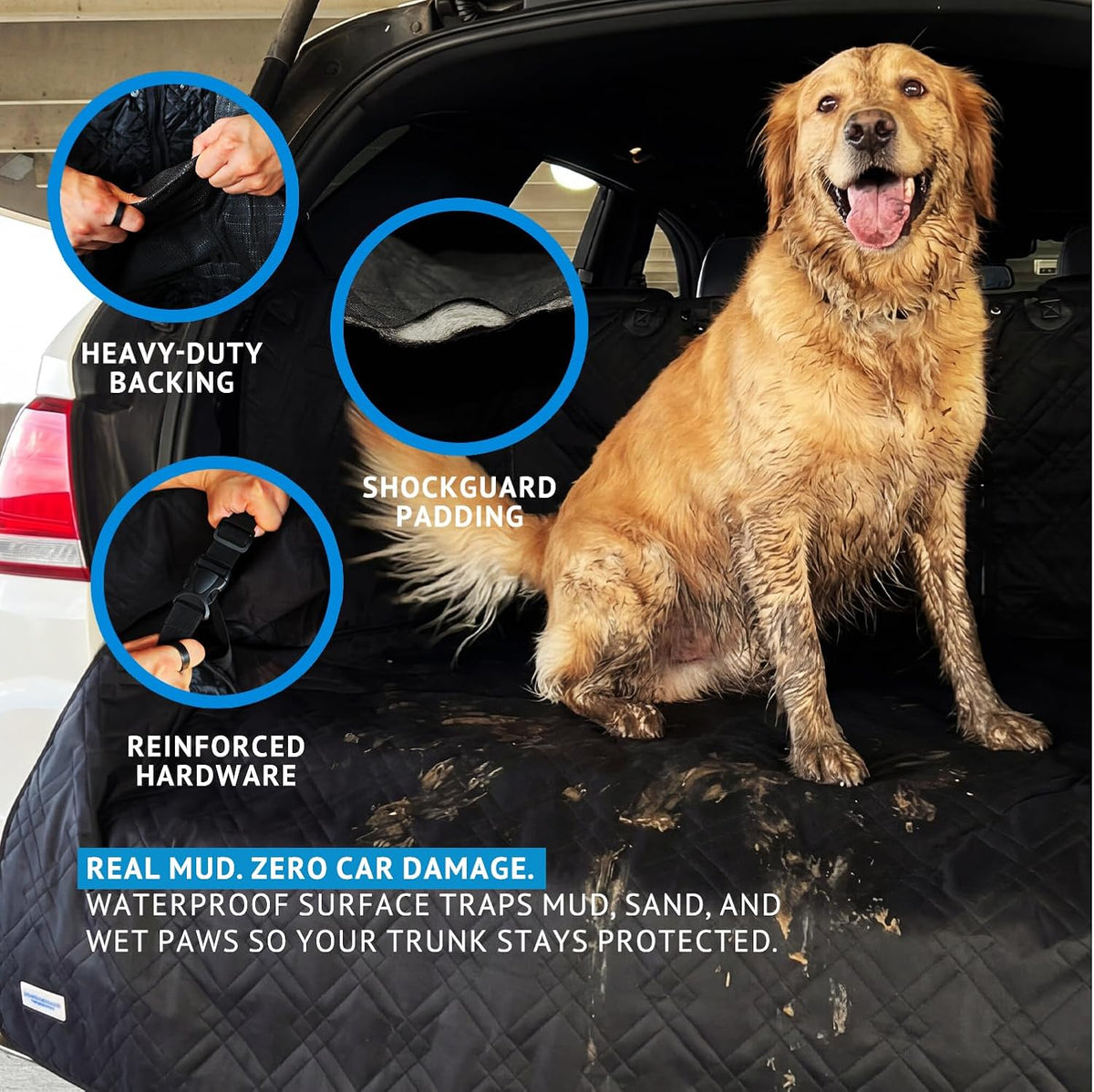 Bulldogology Cargo Mesh SUV Cargo Liner for Dogs – Waterproof Heavy Duty Pet Trunk Protector, 55″ x 106″ with Mesh Window & 60/40 Split Fit (XL, Black)