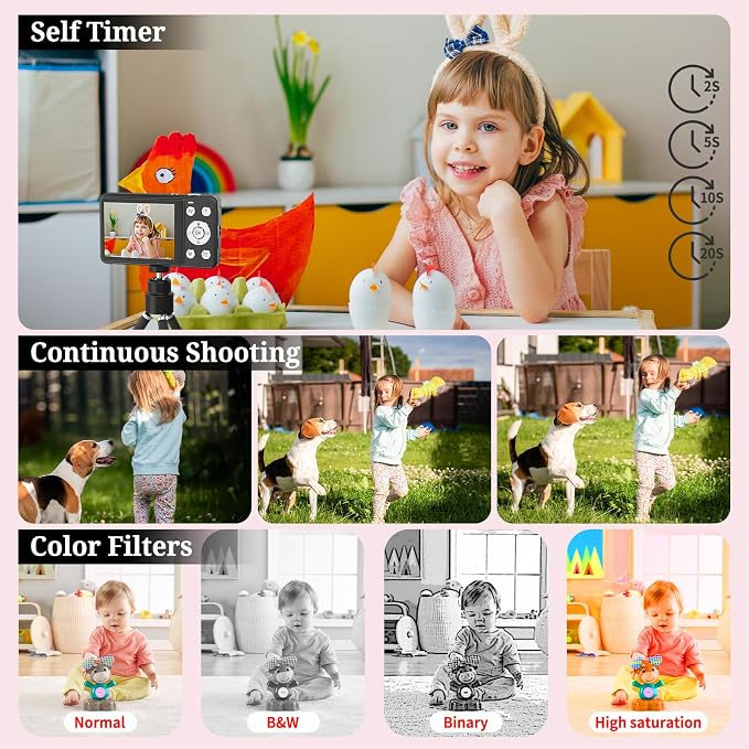Forc Digital Camera, FHD 4K 64MP Point and Shoot Kids Digital Cameras