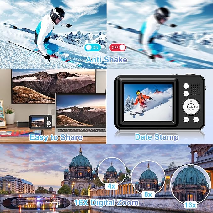 Digital Camera, FHD 1080P Point and Shoot Kids Camera,
