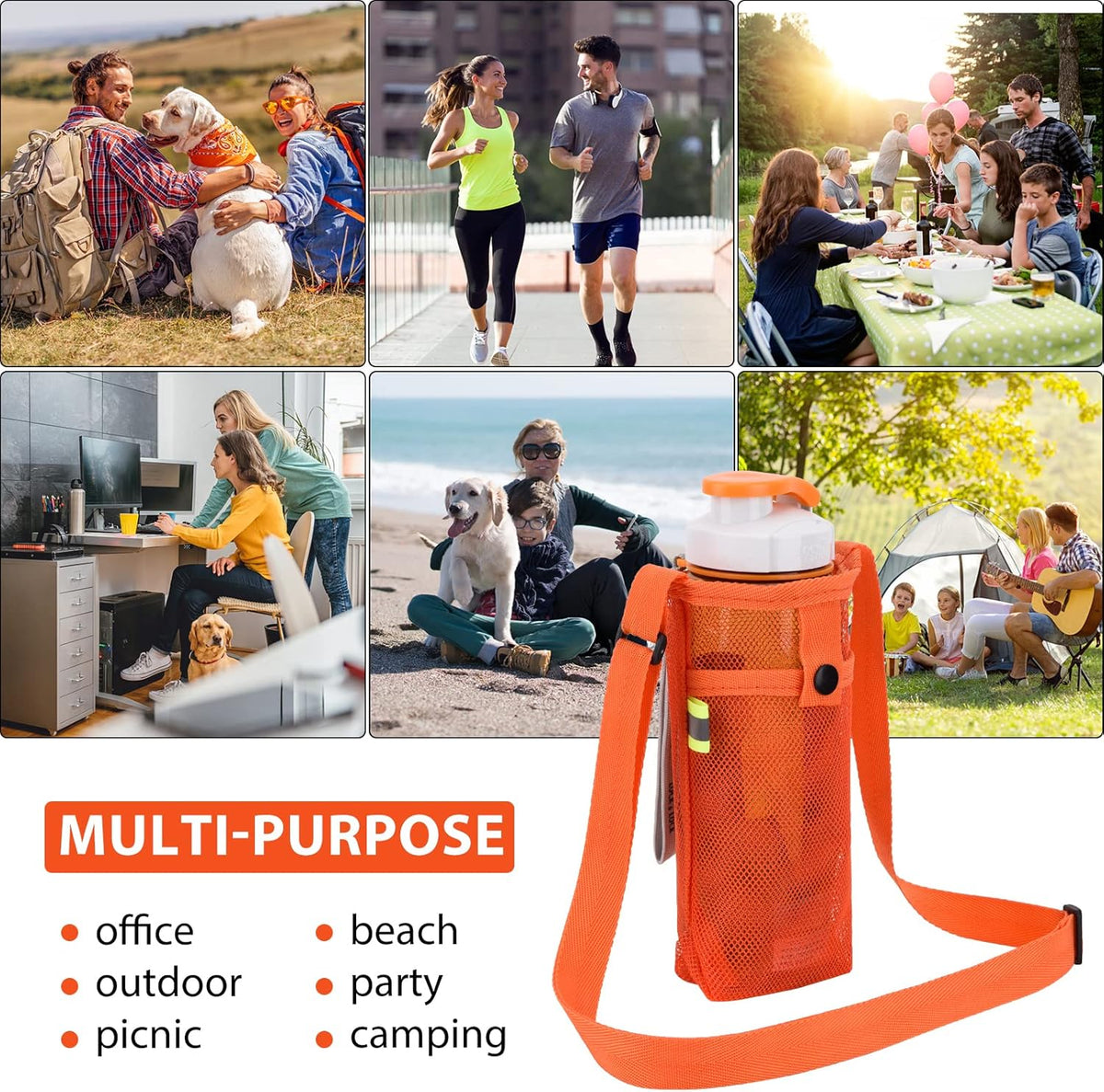 Tainehs Water Bottle Holder - Adjustable Shoulder Strap for Hiking, Gym, Camping & Travel