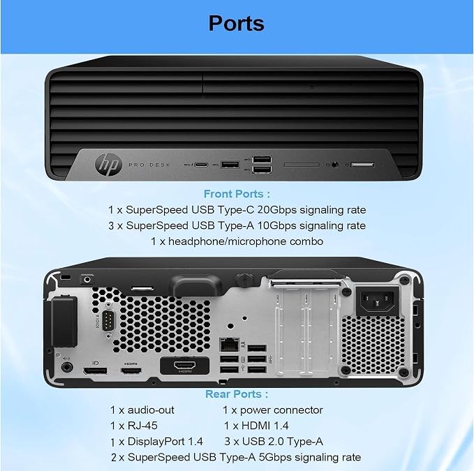 HP ProDesk SFF 400 G9 Business Desktop Computer, 14th Gen Inte i7-14700(20-Cores/28-Threads), 32GB DDR5 RAM, 2TB PCIe + 1TB HDD, Small Form Factor, Type-C, DisplayPorts, Wi-Fi, HDMI, Windows 11
