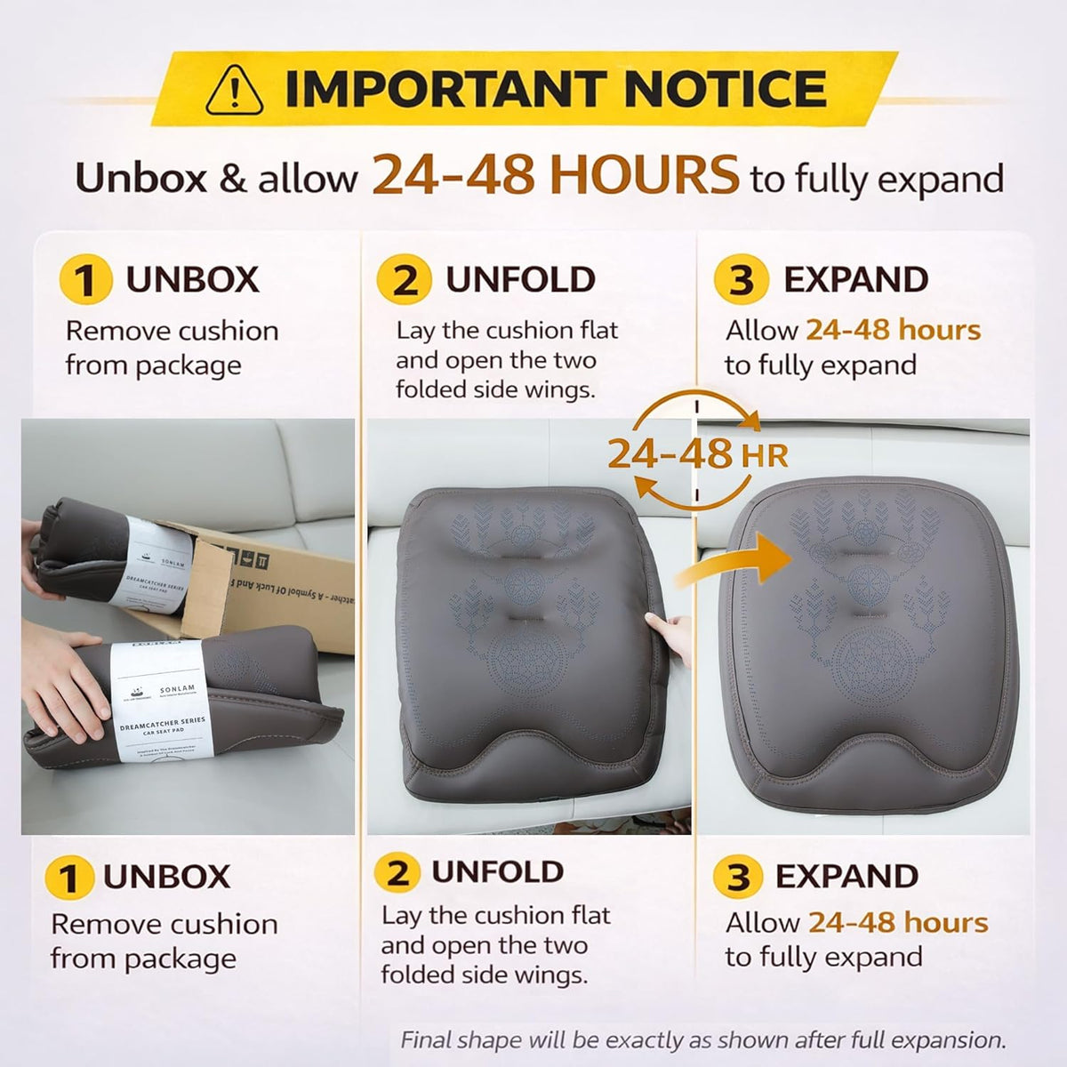 Comfort Dreamcatcher Car Seat Cushion Non-Slip - Relaxing, Optimal Support & Posture for Long Drive (Front Seats (Coffee Brown))