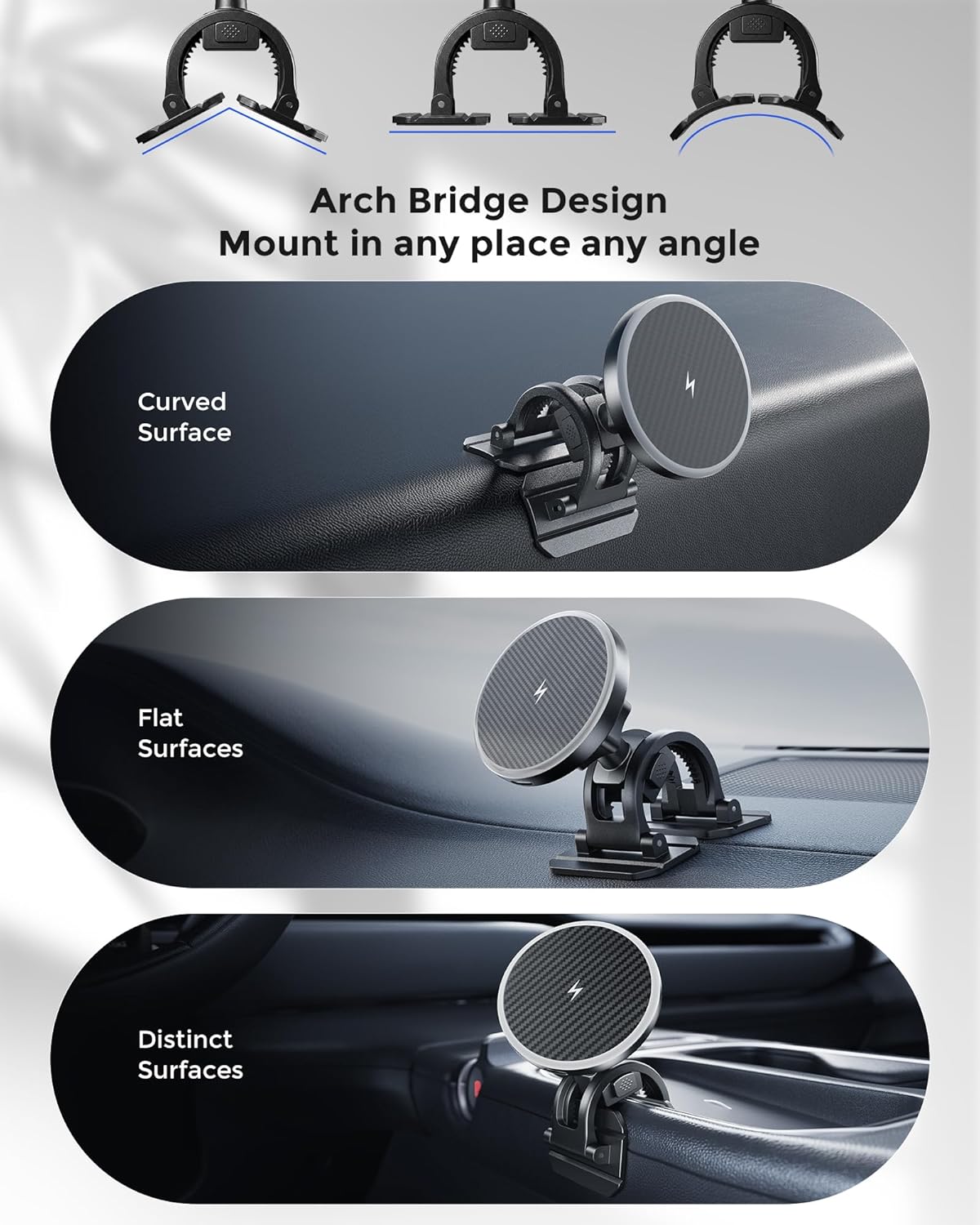 Estbuc 2-in-1 15W Magsafe Car Mount Charger, Magnetic Wireless Car Charger