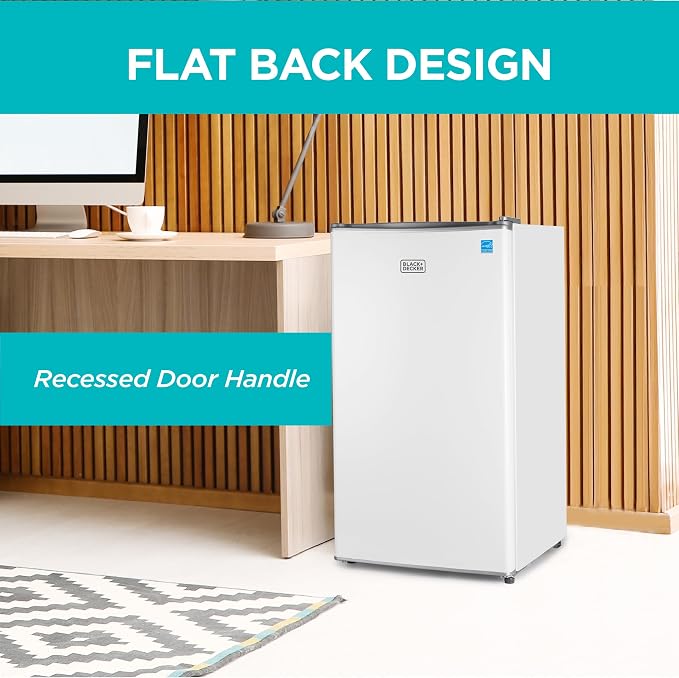 BLACK+DECKER 3.2 Cu. Ft. Compact Refrigerator, Energy Star, BCRK32W, White | Energy Star Certified Small Refrigerator, Single Door Mini Fridge with Chiller Compartment, Personal Fridge for Home or Dorm