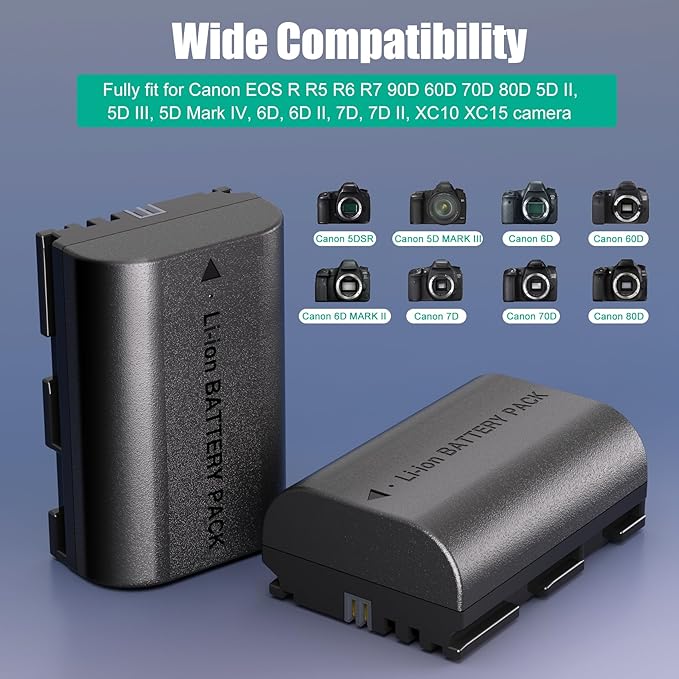 JYJZPB 2-Pack LP-E6N Batteries Compatible