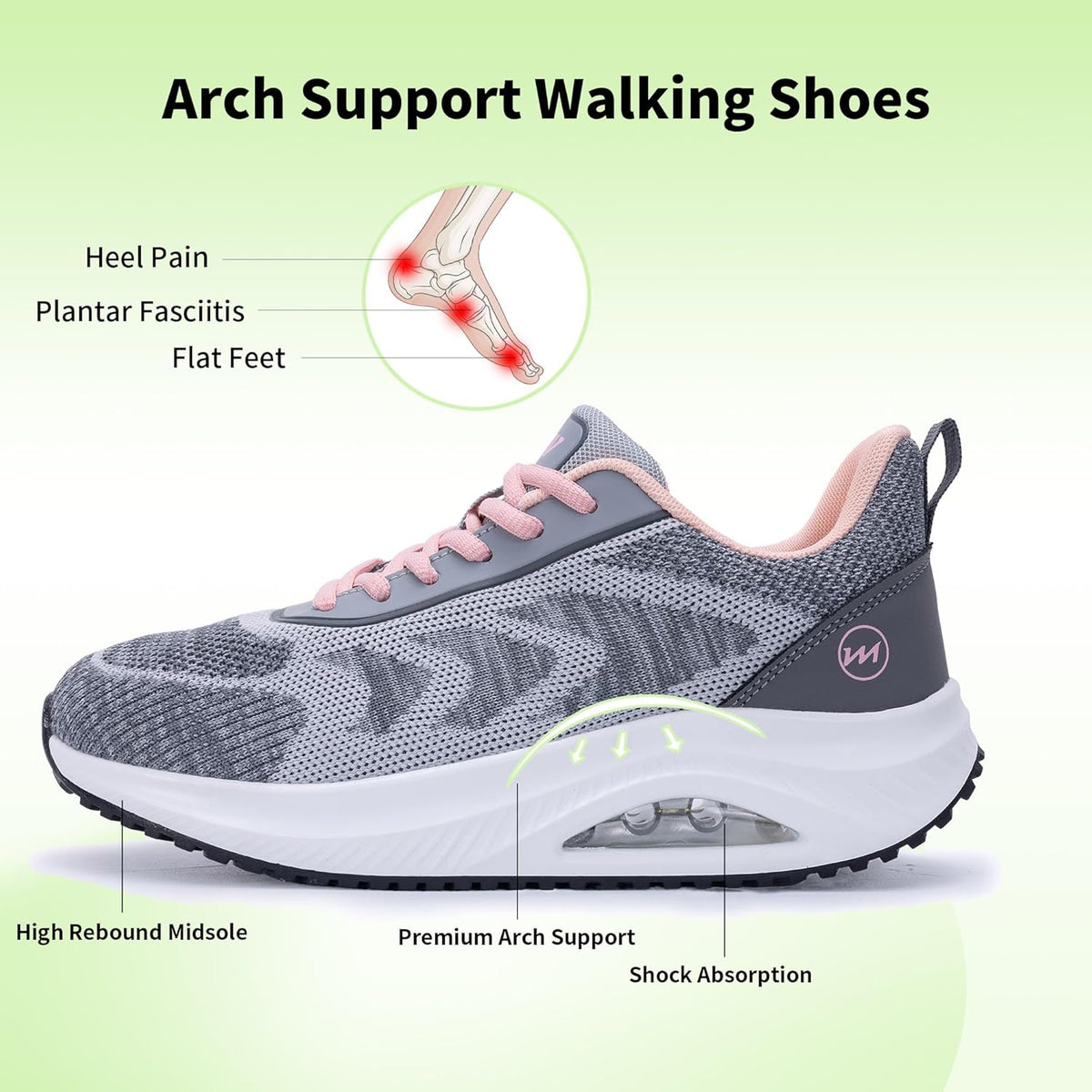 RomenSi Women's Arch Support Walking Shoes - Orthotic Sneakers for Plantar Fasciitis Relief | US Sizes 5.5-11