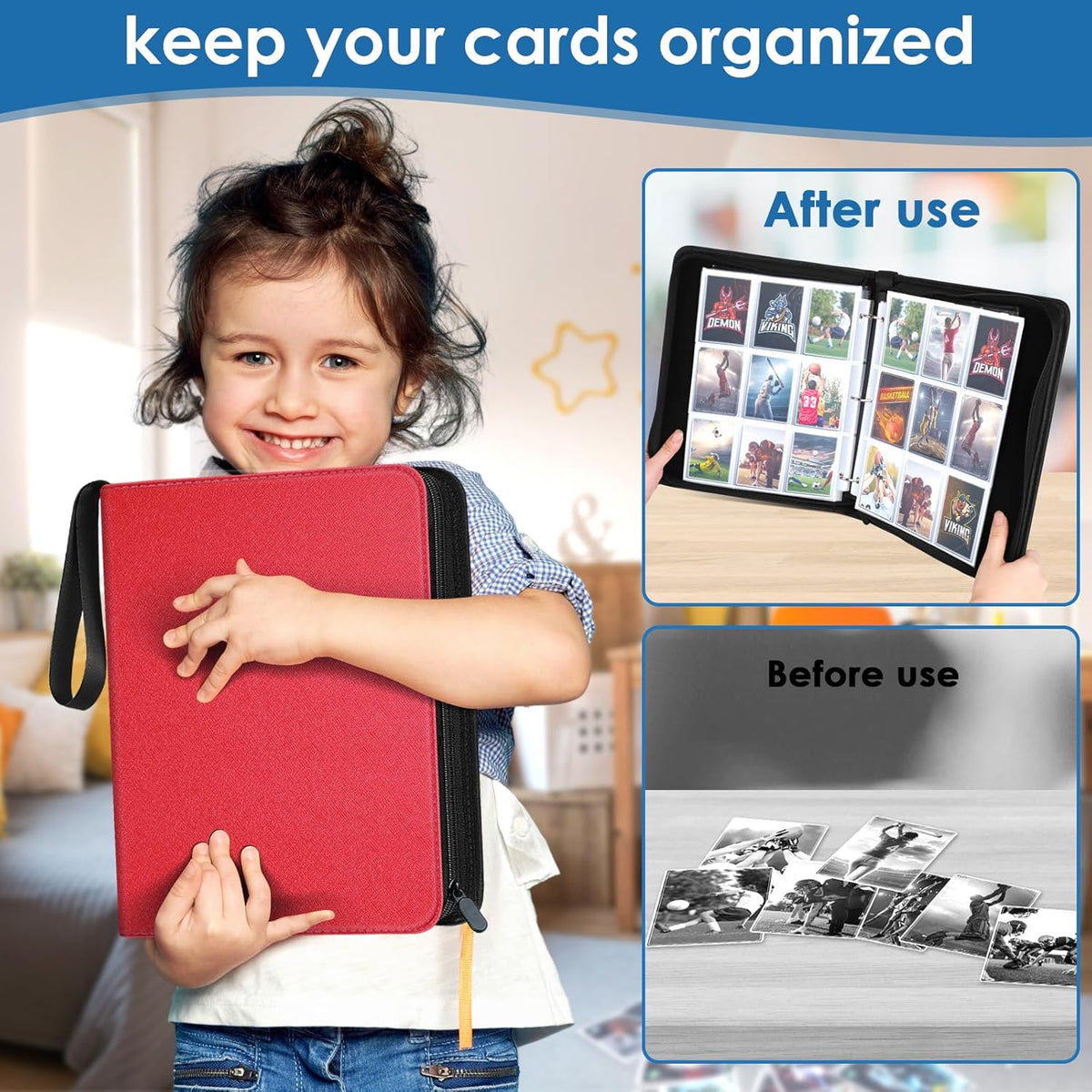 Skiennix 900 Pockets Card Binder - Durable Trading Card Holder Album for Sports & Game Cards (Red)