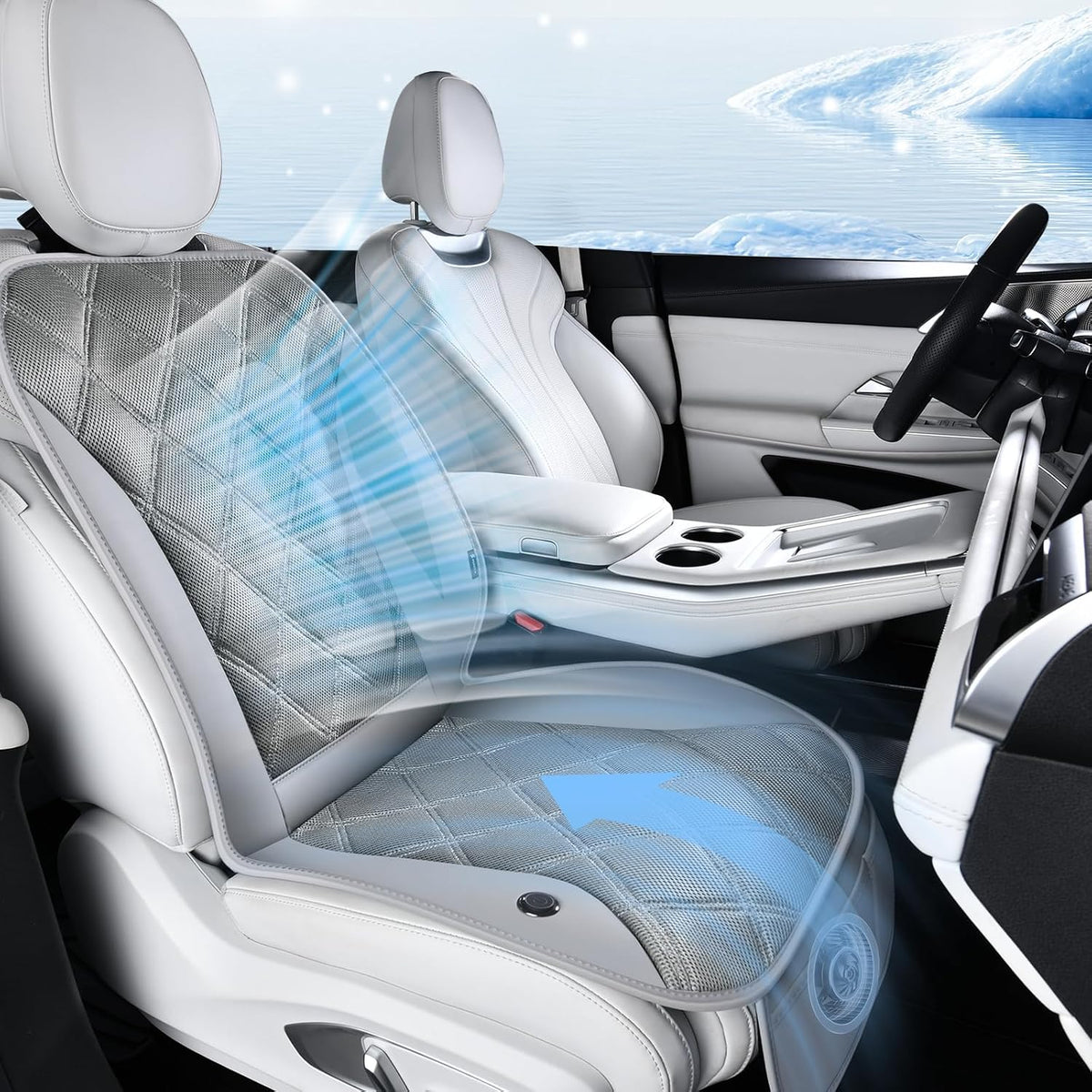 FLORICH Cooling Car Seat Cushion Ventilated Car Seat Cover with 3-Speed Adjustable Universal Fit for 12V/24V Car SUV Truck Van for Summer, Gray