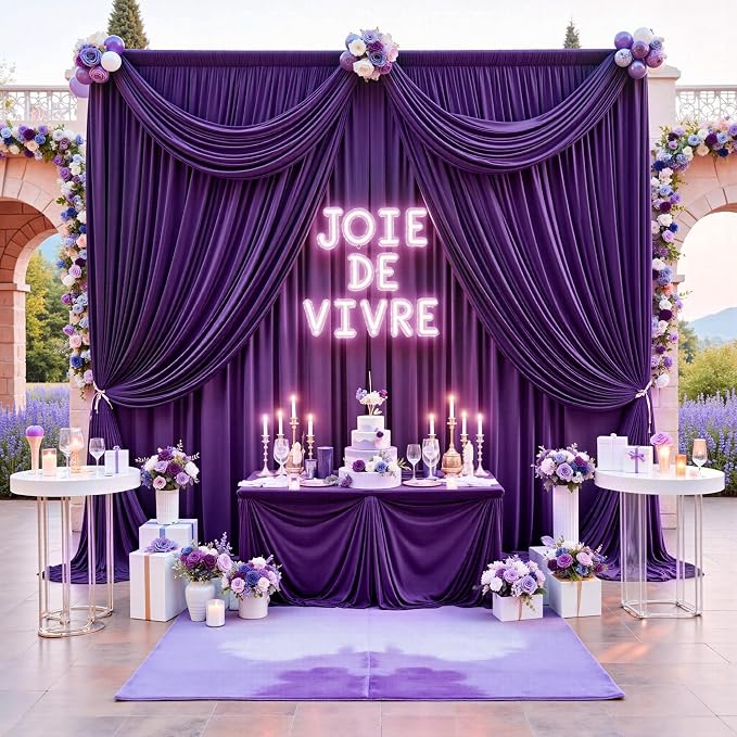 20ft x 12ft Purple Backdrop Curtains