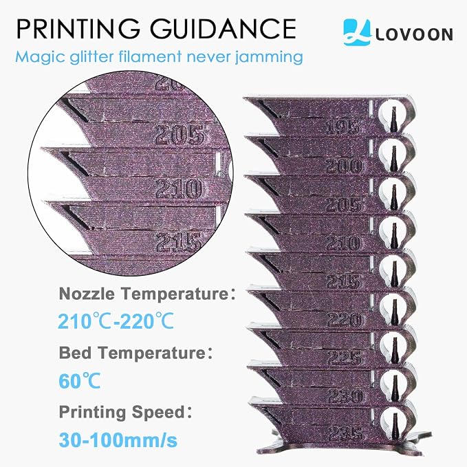 LOVOON 3D PLA Filament 1.75mm Sparkle Glitter, Burnt Titanium 3D Printer