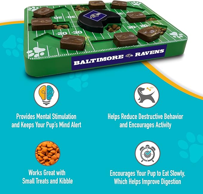 Pets First NFL Baltimore Ravens Puzzle Toy, Interactive Dog Puzzle Treat Toy