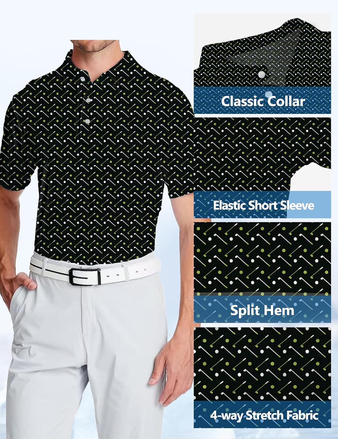 Skiennix Golf Shirts for Men - Moisture-Wicking Performance Short Sleeve Polo | Comfortable Fit