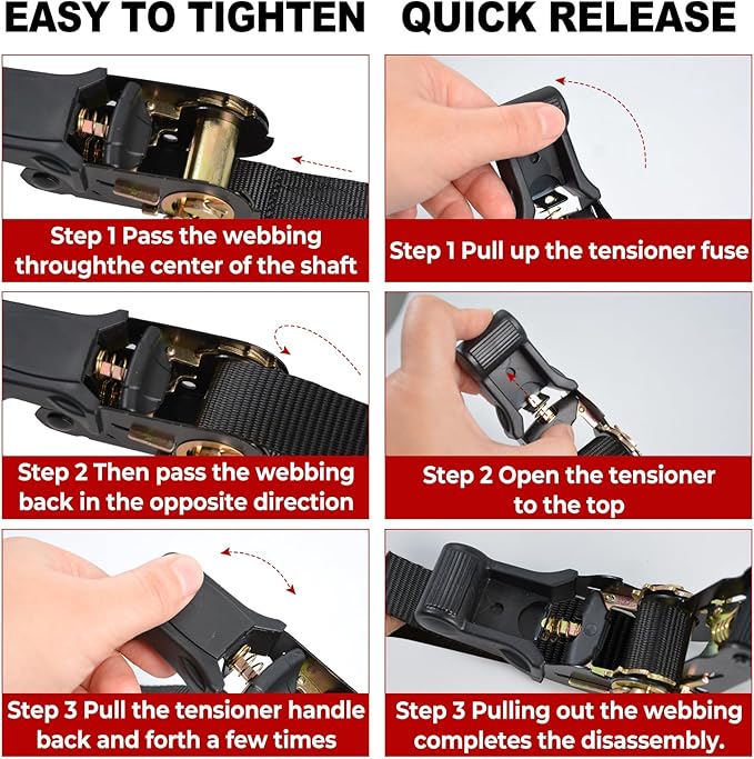 4 Packs Ratchet Straps Heavy Duty, 1" x 20' Ratchet Tie Down Straps with Double J Hooks | 2200lbs Break Strength for Moving, Securing Motorcycle, ATV, Kayak on Trailer, Truck Bed, Car Roof Rack