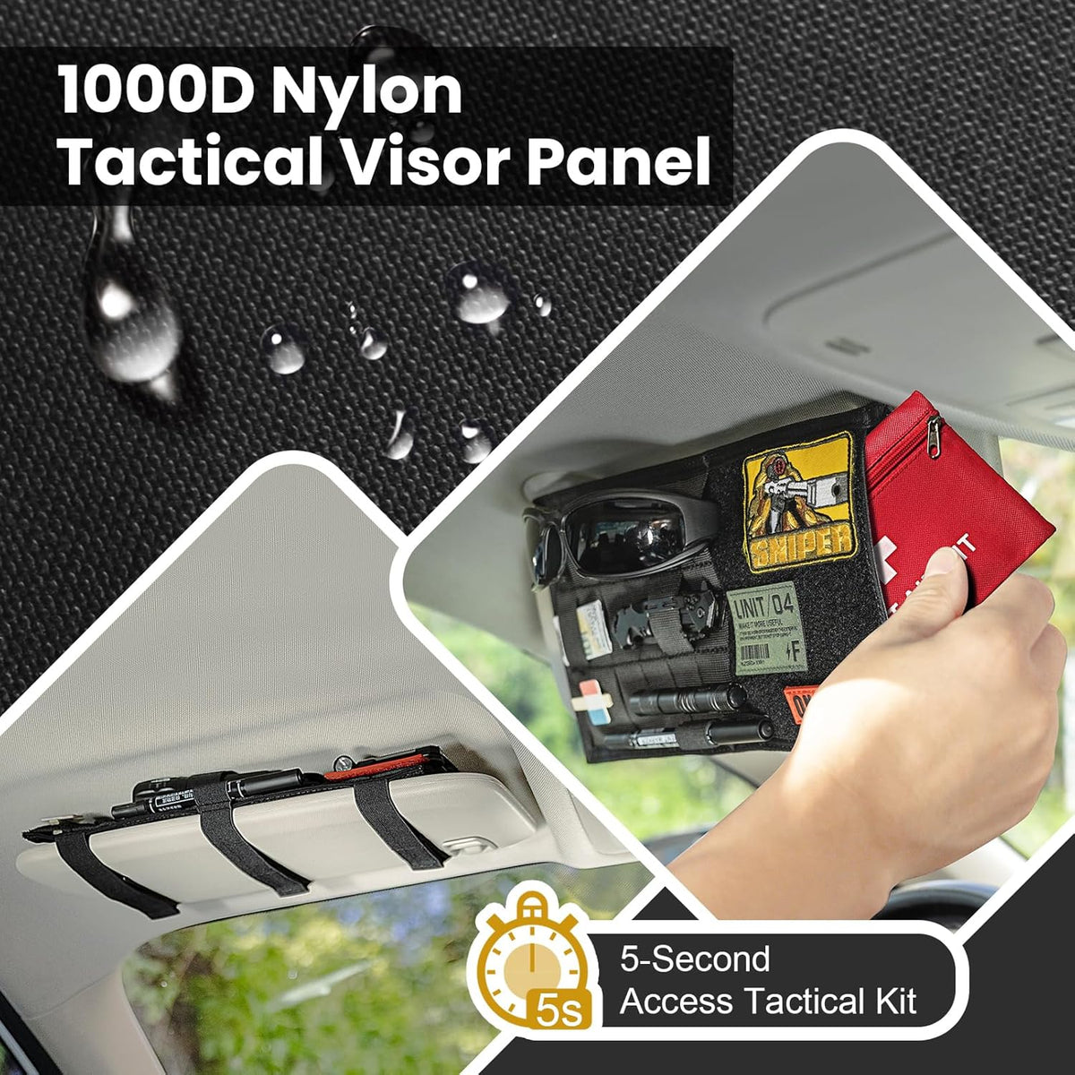 ONETIGRIS Tactical MOLLE Sun Visor Organizer, Car Visor Storage Cover Panel