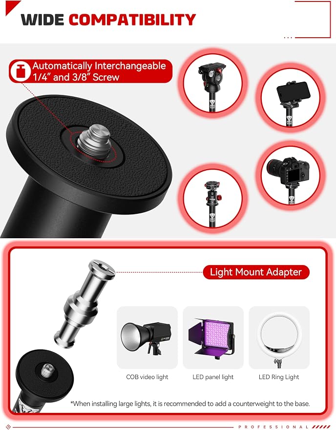 IFOOTAGE A200 Round Base Monopod, Aluminum Tabletop Small Tripod, Compatible