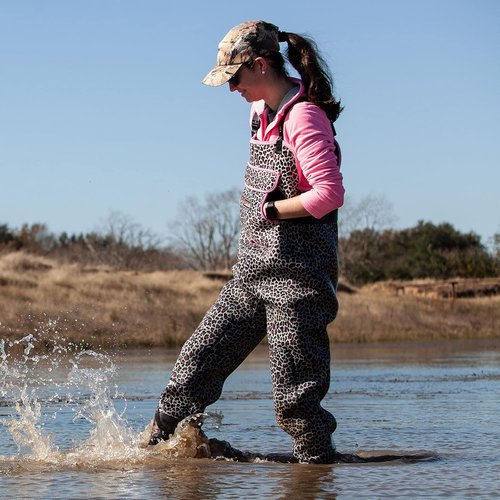 HISEA Women's Chest Waders - 4.5mm Neoprene Leopard Print - Insulated Waterproof Fishing Gear