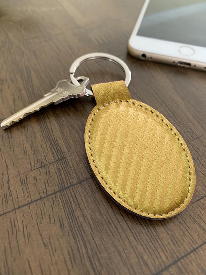 LaserGram Oval Keychain, Off Road Racer, Personalized Engraving Included (Carbon Fiber Gold)