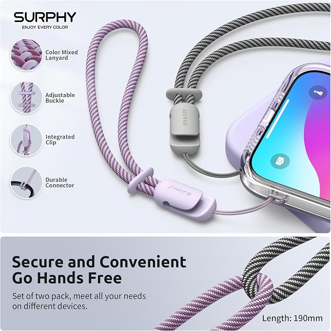 SURPHY 2 Pack Phone Lanyard for Cellphone Case, Phone Wrist Strap for Case