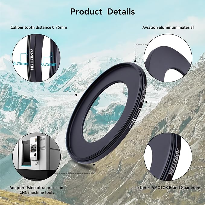 77mm Lens to 55mm Camera Lens Adapter, 77mm to 55mm Filter Step-Down Ring