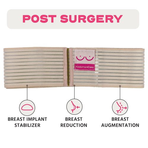 Abdomencare Breast Implant Stabilizer Band I Post Surgery Breast Band Chest Compression Wrap for Women I Breast Augmentation Band I Bra Breast Reduction Recovery Supplies for Healing I One Size