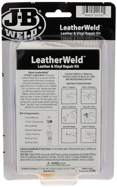J-B Weld Vinyl and Leather Repair Kit - 3 Oz, Black | Durable & Easy to Use
