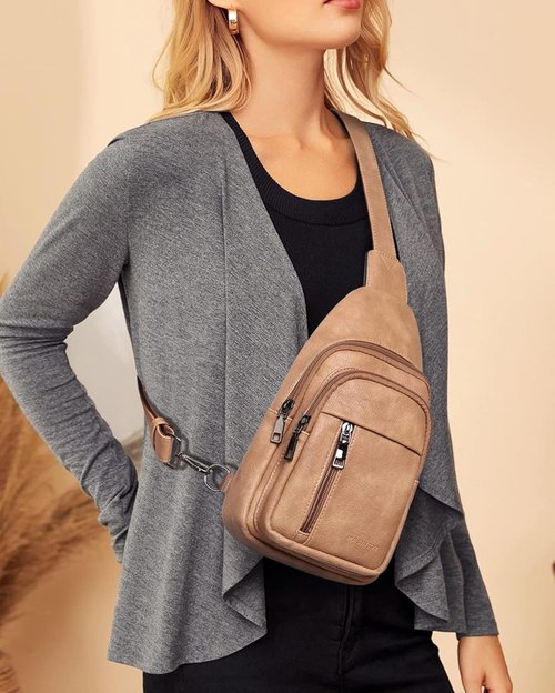 MASINTOR Sling Bag for Women - Stylish Vegan Leather Crossbody Fanny Pack | Adjustable Travel Backpack