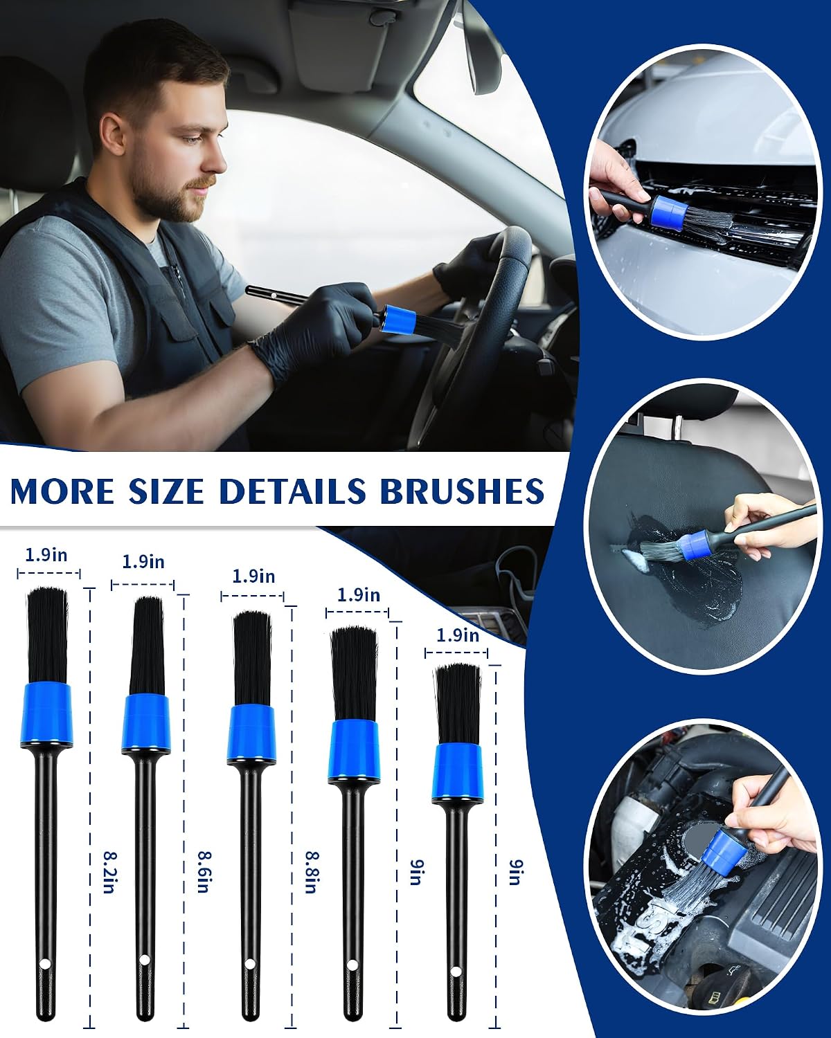 Car Cleaning Kit：40 Pcs Interior Windshield and Window Cleaner Detailing Set；Wheel & Tire Brush；Car Wash Mitt；Cleaning Bucket；Total Care Supplies；Towels；Automotive Tools