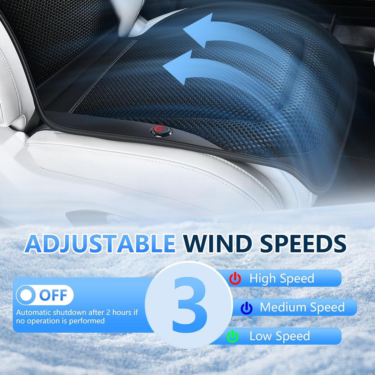FLORICH Cooling Car Seat Cover Front Seat with Blowing&Suction, 12V-24V Ventilated Car Seat Cushion with 8 Turbo Fans, 3-Speed Adjustable Universal Fit Breathable Car Cushion for Summer Driving-Black