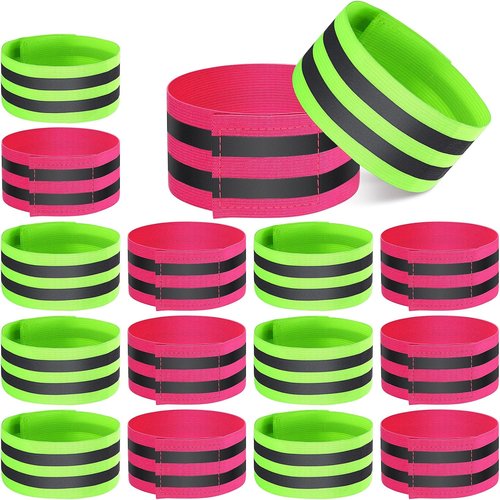 Gejoy Reflective Bands - 16 High Visibility Safety Straps for Wrist, Arm, Ankle, Leg | Perfect for Night Walking, Cycling, Running