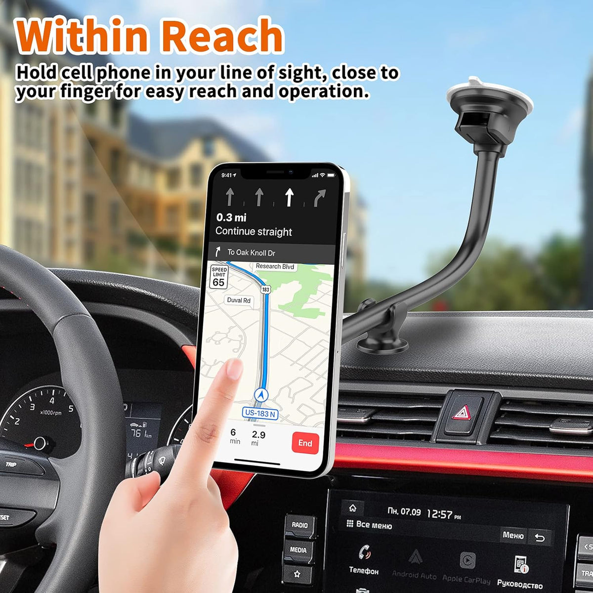 1Zero Magnetic Phone Car Mount 14-Inch Gooseneck Long Arm Extension
