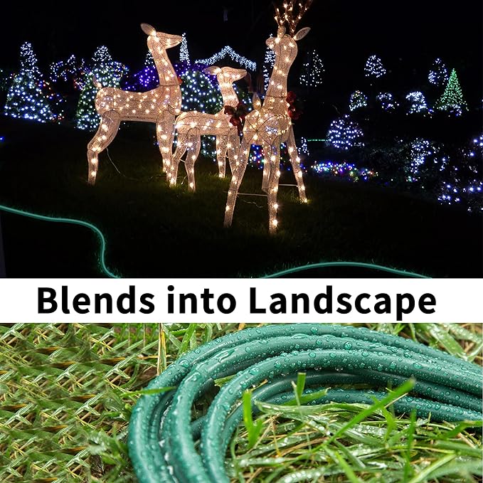 HUANCHAIN Indoor Outdoor Green Extension Cord 25 ft Waterproof, 16/3 Gauge Flexible Cold-Resistant Appliance Extension Cord Outside, 13A 1625W 16AWG SJTW, 3 Prong Electric Cable, ETL